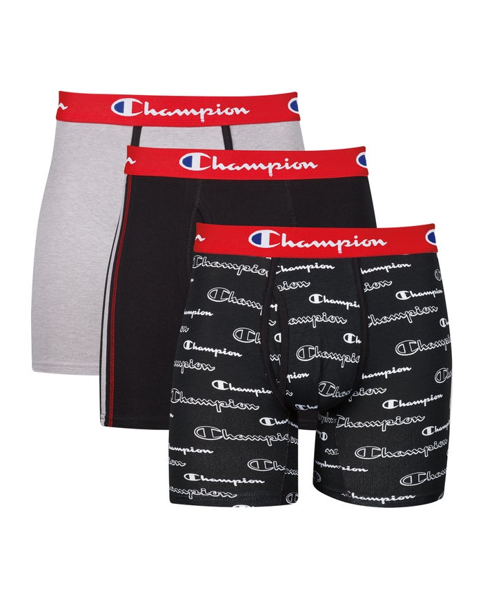 Champion Herre Underbukser Sort/Grå - Everyday Comfort 3-Pairs - Danmark OST-265749